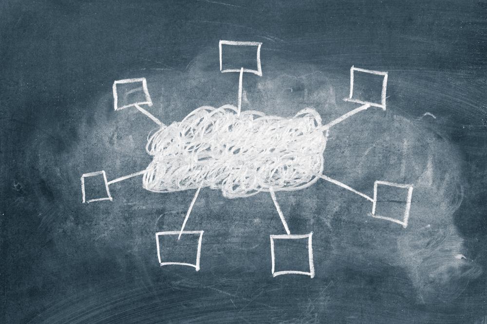 diagram of cloud storage drawn on a blackboard