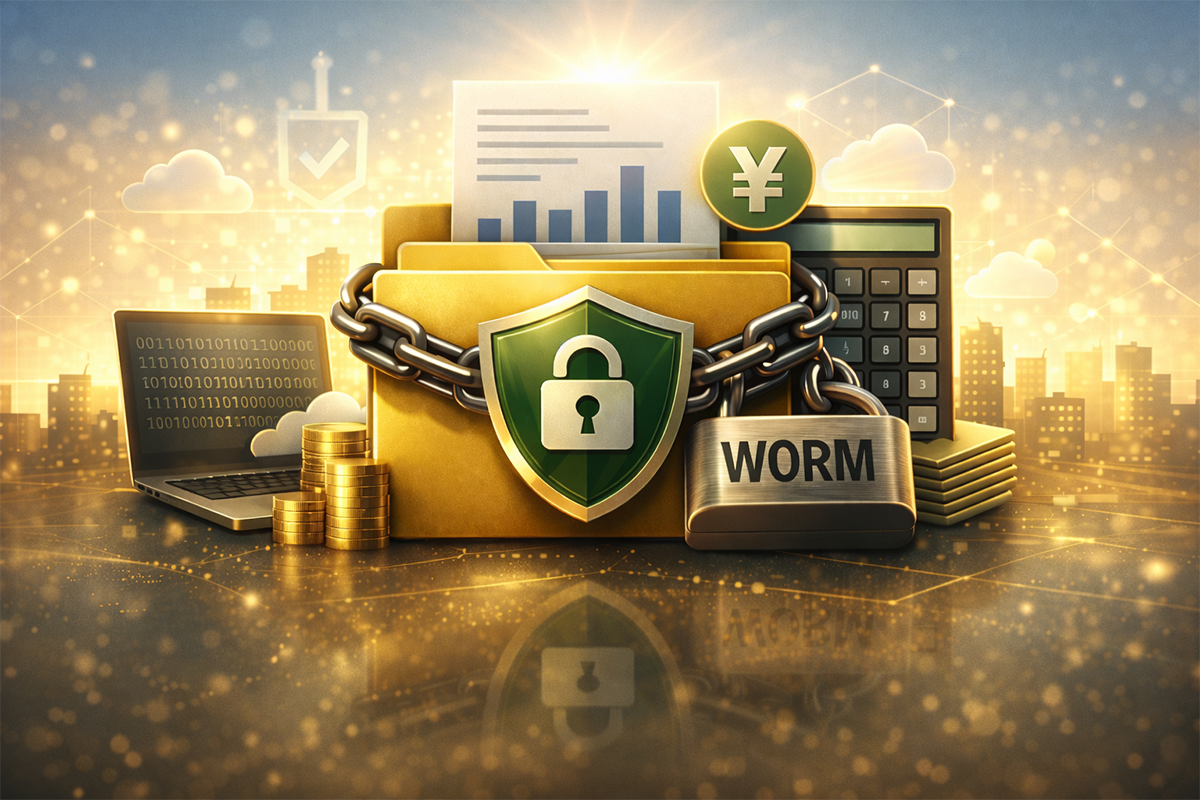 A locked folder with a shield and chain, surrounded by financial symbols, a calculator, and coins, representing digital security and cybersecurity threats.