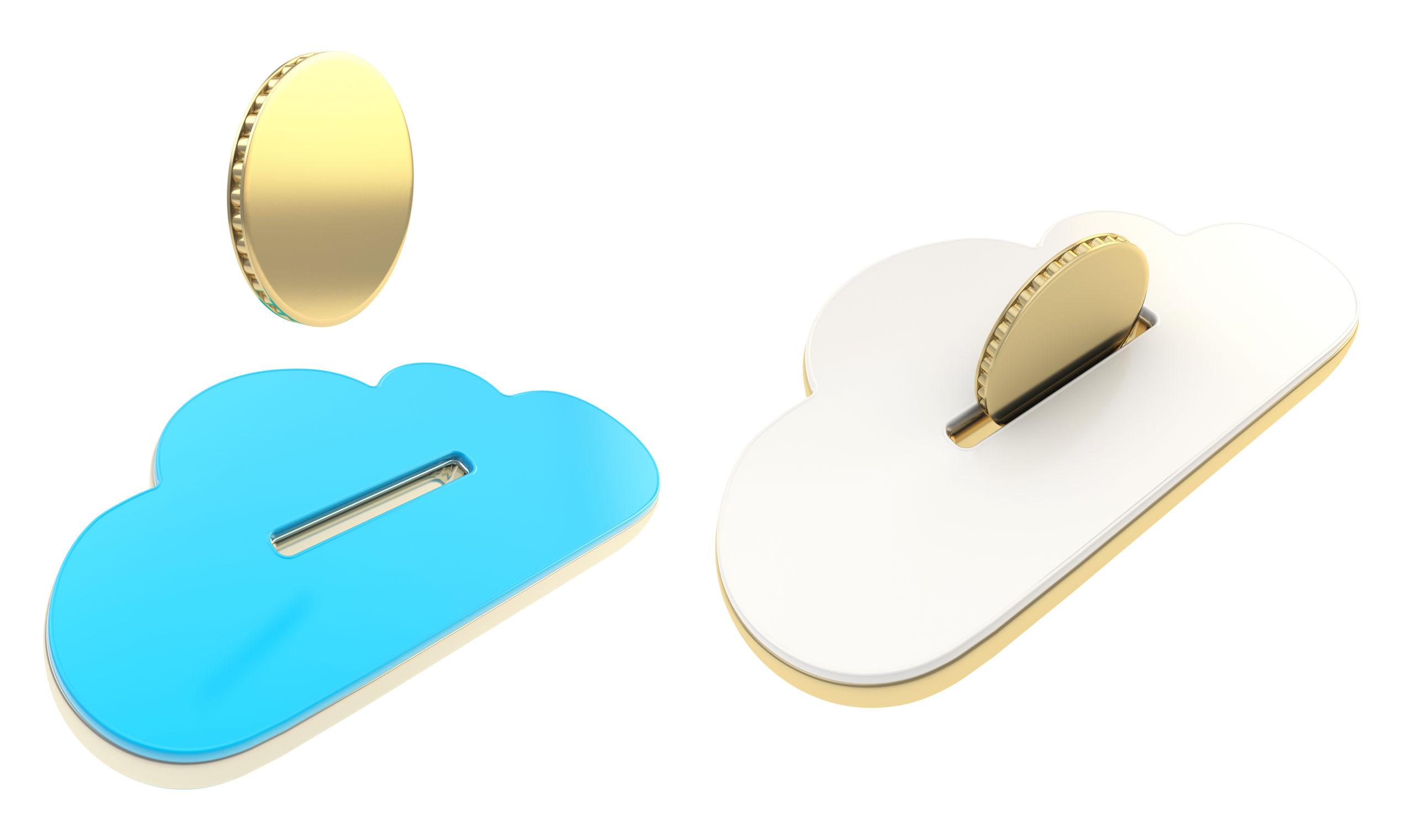coin being inserted into a cloud icon