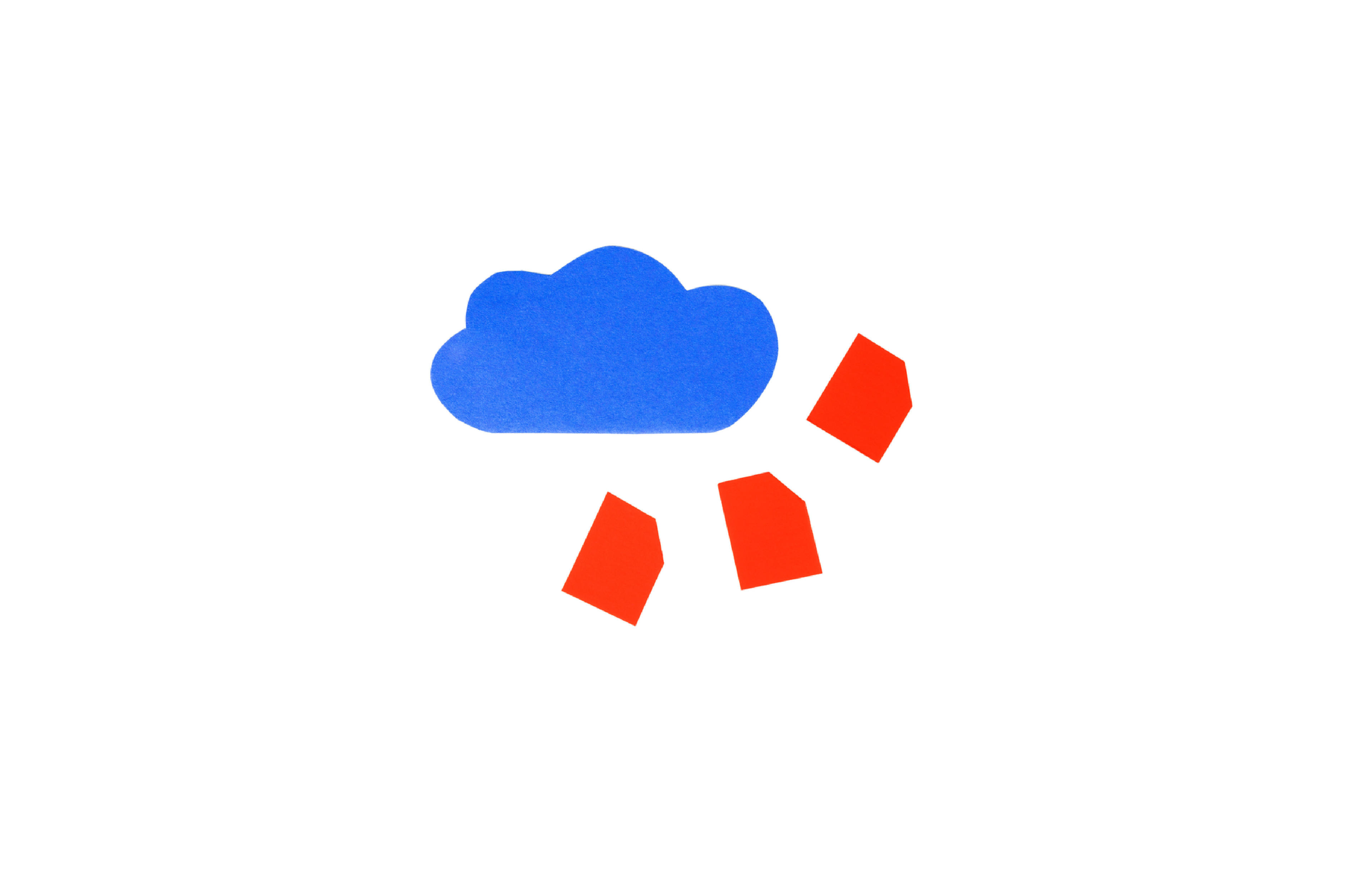 paper cut out of a blue cloud and red files