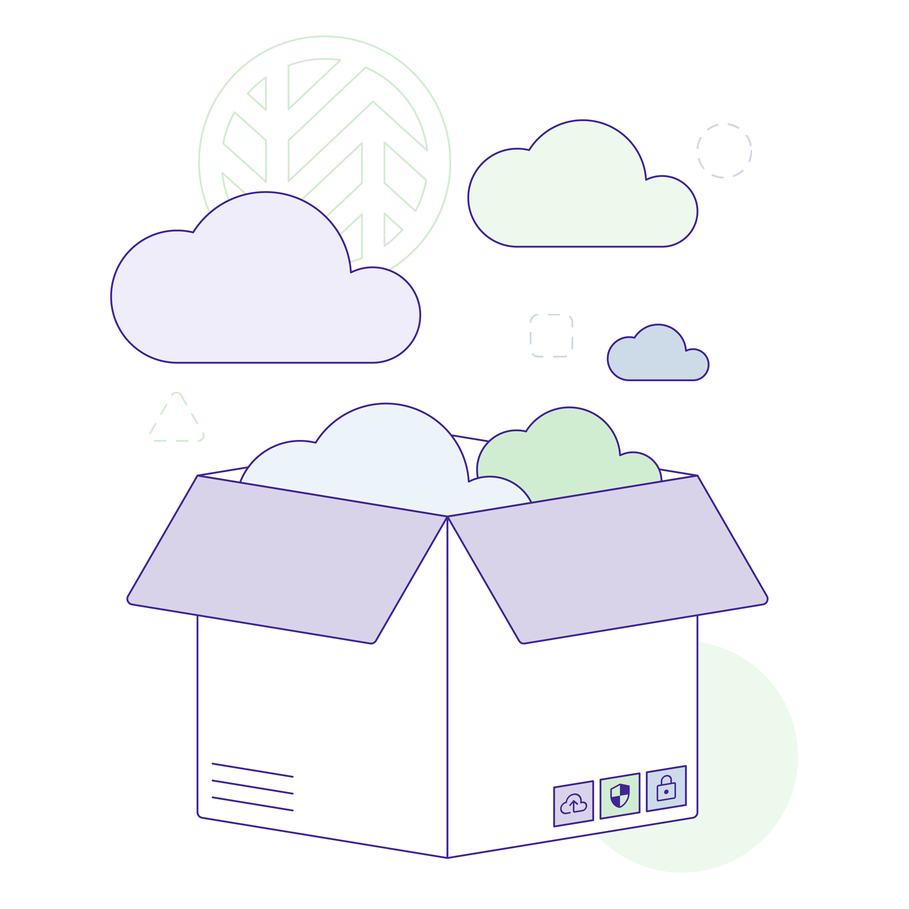 Wasabi Line Art Pastel Graphic box with cloud icons inside